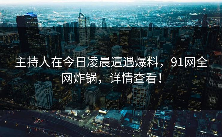 主持人在今日凌晨遭遇爆料，91网全网炸锅，详情查看！