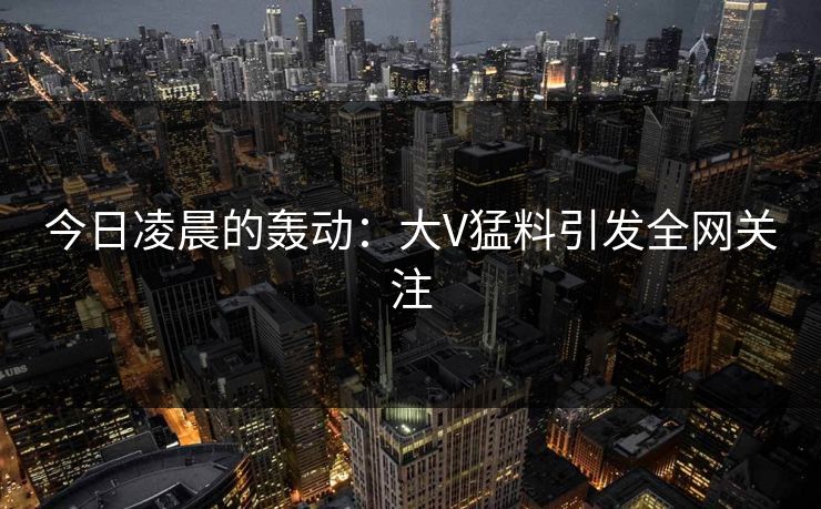 今日凌晨的轰动：大V猛料引发全网关注