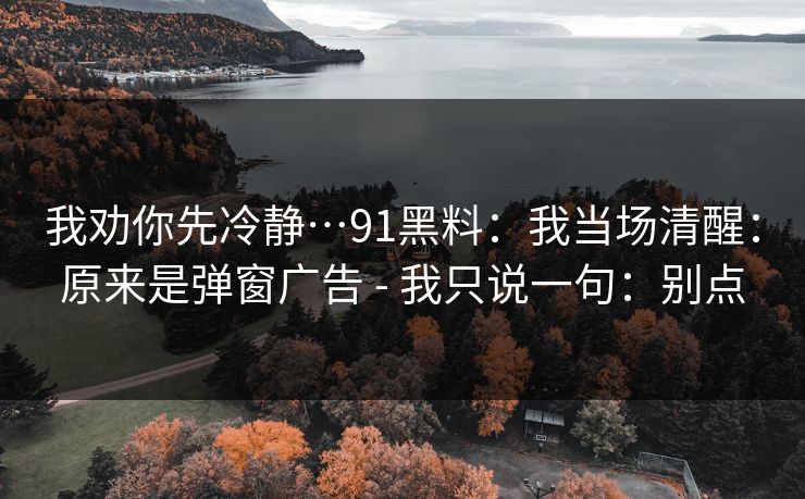 我劝你先冷静…91黑料：我当场清醒：原来是弹窗广告 - 我只说一句：别点