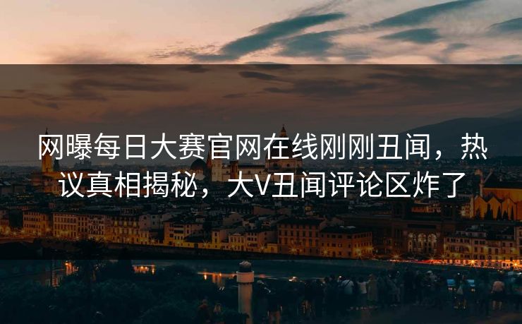 网曝每日大赛官网在线刚刚丑闻，热议真相揭秘，大V丑闻评论区炸了