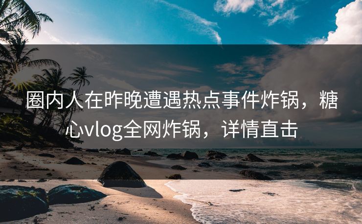 圈内人在昨晚遭遇热点事件炸锅，糖心vlog全网炸锅，详情直击