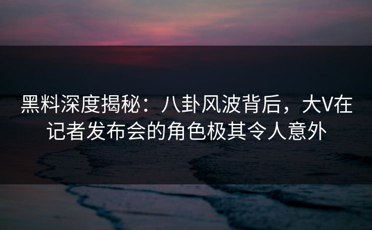 黑料深度揭秘：八卦风波背后，大V在记者发布会的角色极其令人意外