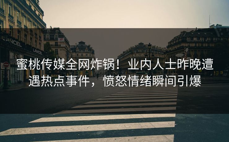 蜜桃传媒全网炸锅！业内人士昨晚遭遇热点事件，愤怒情绪瞬间引爆